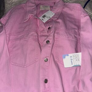 BNWT PINK OVERSIZED DENIM JACKET SZ L